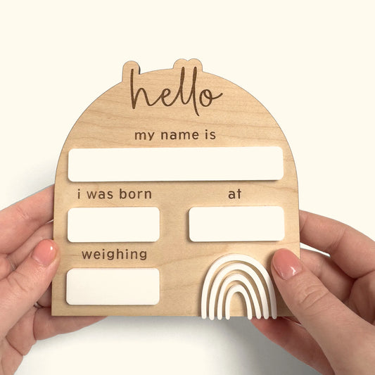 Reusable Rainbow Baby Birth Announcement Sign with Birth Details